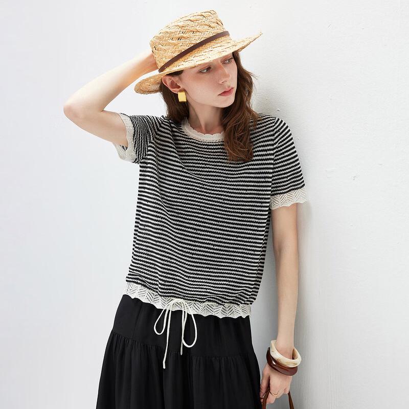 Komomoboka 2026 Spring/Summer Women's Short Sleeve Knitted T-Shirt