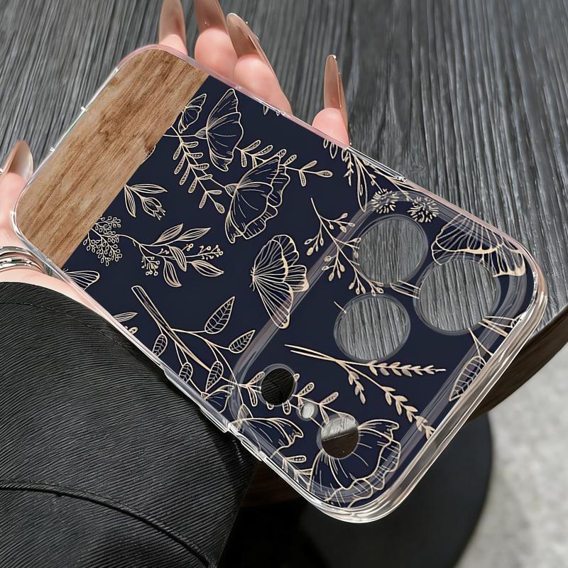 Pink Flower Pattern Clear Phone Case For iPhone 17e 17 16 15 14 13 Pro Max 17 16 Pro 16e 12 11 Transparent Shockproof Soft Cover