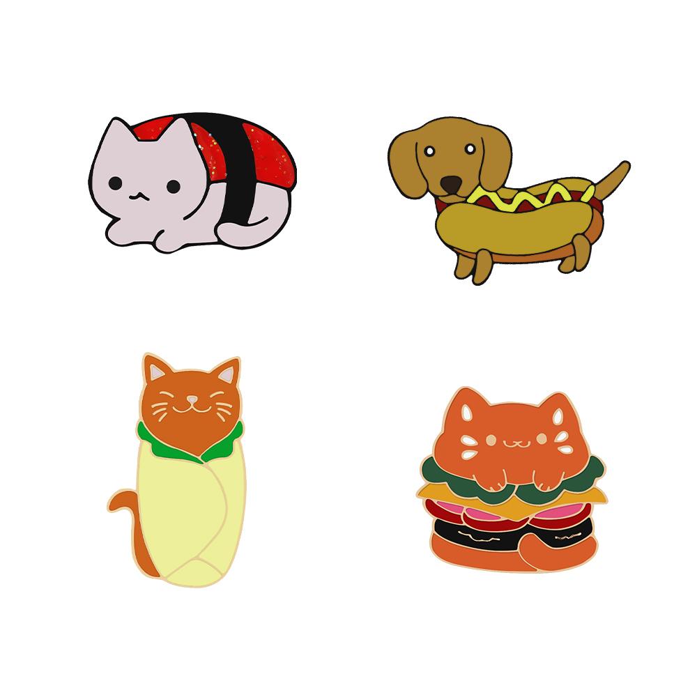 

4-5pcs Cartoon Brooch Sets Punk Animal Witch Cats Skeleton Lapel Pins Quotes Goose Dinosaur Bag Enamel Badge Jewelry for Friends