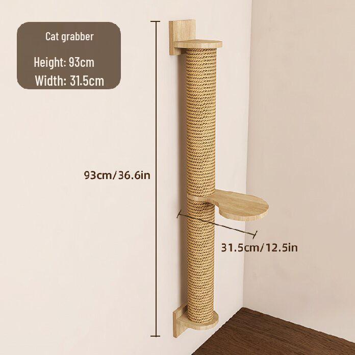 Wall-Mounted Cat Climbing Frame & Scratching Post with Bed and Toy