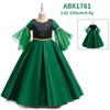 Performance Costume Girls Dresses Green Satin Embroidered Puff Sleeve Girls' Formal Gown