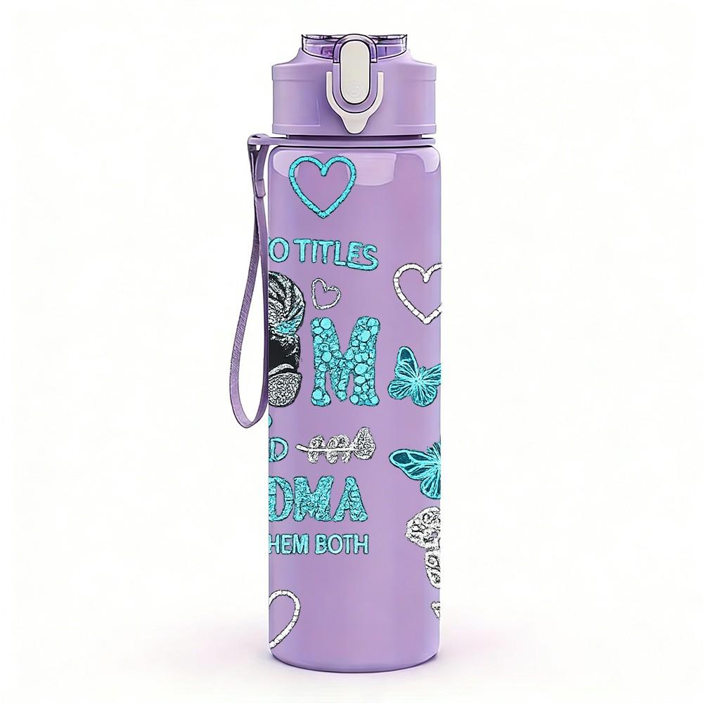 1PC If You See Me Mom Heart Quote Art 750ml Color Plastic Sports Water Bottle Leakproof Flip Straw Lid Suitable for Sports Office Home Use