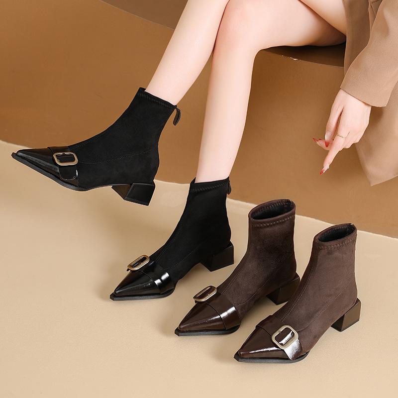 Niche light luxury autumn and winter handmade retro women's shoes and  soft leather retro simple pointed head fight