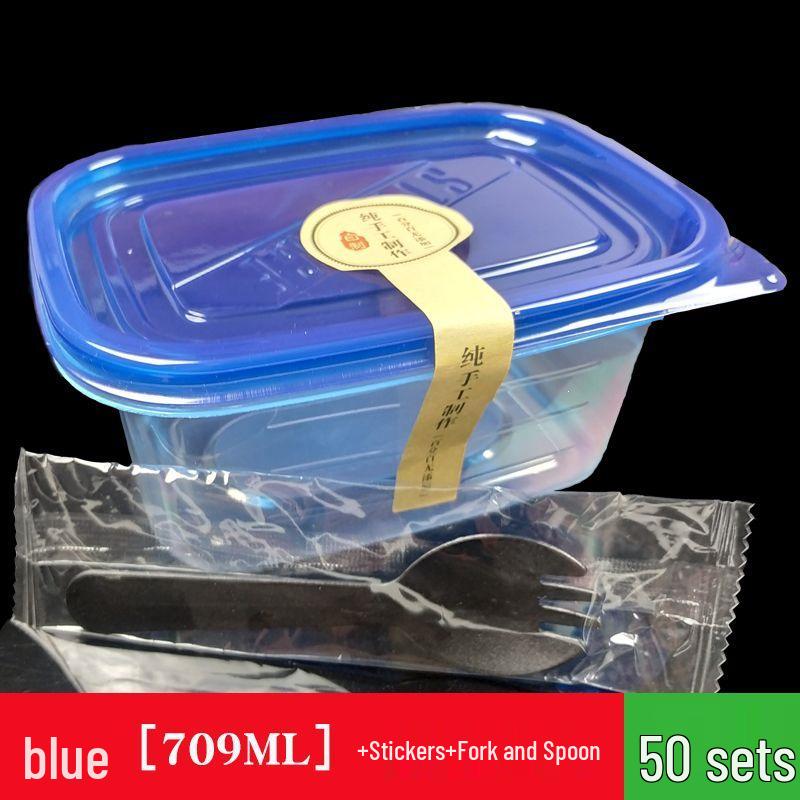 280ml Transparent Rectangular Plastic Bento Lunch Box with Lid - Disposable Fresh-Keeping Container for Fruit Salad