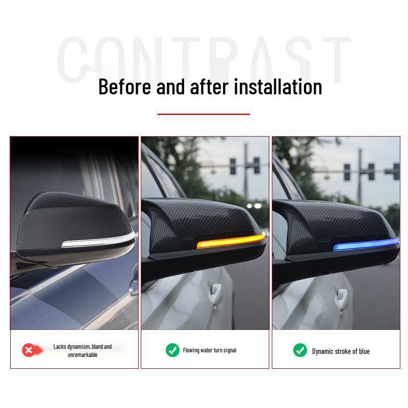 Blue Sequential Turn Signal for BMW 1-5 Series, X1, X3, X5, X6 - Modified One-Wipe Rearview Mirror