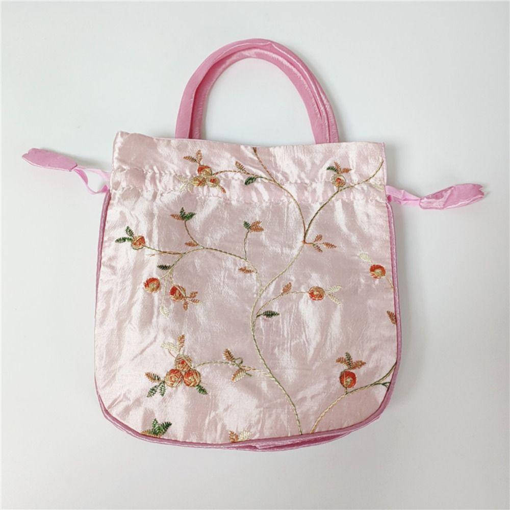 Women Flower Handbags Elegant Data Line Storage Bag Embroidery Cosmetic Bag Ethnic Style Mini Purse Wallets Jewerly Bag