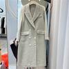 2024 Autumn/Winter Korean High-End Double-Sided Cashmere Suit Coat for Women - Thickened Grey Woolen Coat