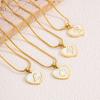 European & American Style Real Shell Heart Pendant with 26 English Letters, 18K Titanium Steel Vacuum Plated DIY Accessory.