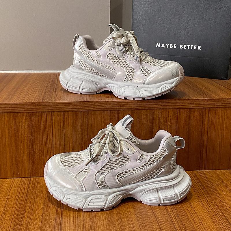 European Station Versatile Paris Daddy Shoes Women's Platform Casual Shoes 2025 Spring and Summer Mesh Breathable Outdoor Sneakers