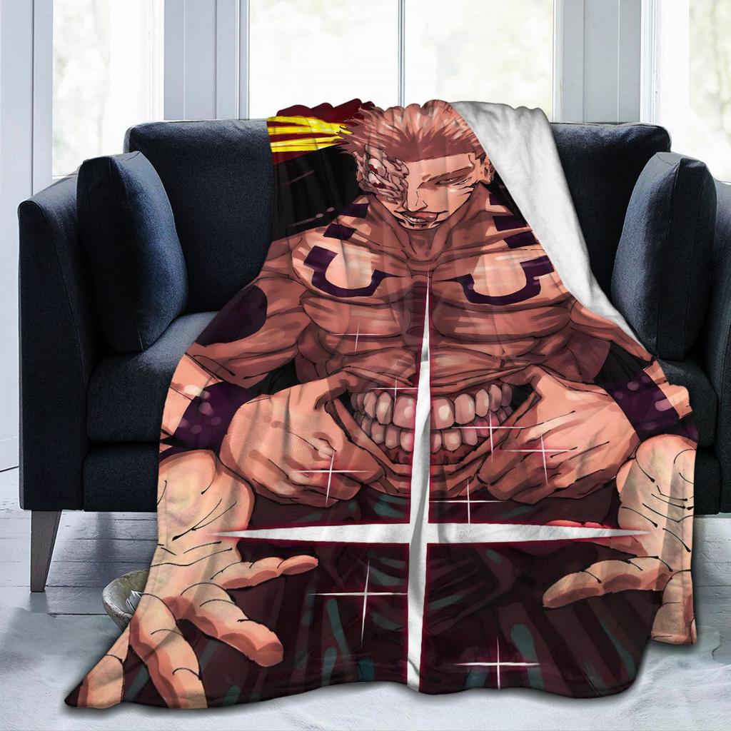 Sukuna Ryomen Jujutsu Kaisen Decken Samt Herbst/Winter Multifunktionale Super Warme Überwurfdecke für Bett Reisen Bettüberwürfe