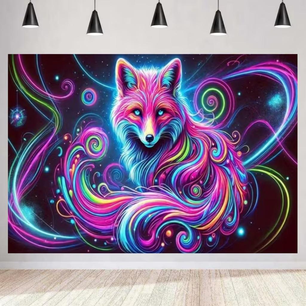 Colorful Sparkling Animals and Scenery Backdrop Coconut Tree Starry Sky Universe Banner living Room Decoration Photography Prop
