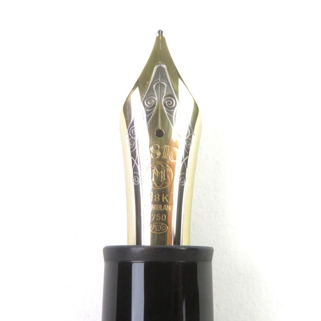 Great MONTBLANC fountain pen Meisterstck 149 White Star logo engraving Black gold 18K Used