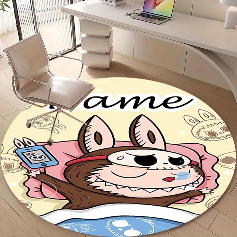 Personalized L-Labubu Round Chair Office Rug - Perfect for Mat, Office Chair & More - Ideal Gift for Birthdays and Holidays