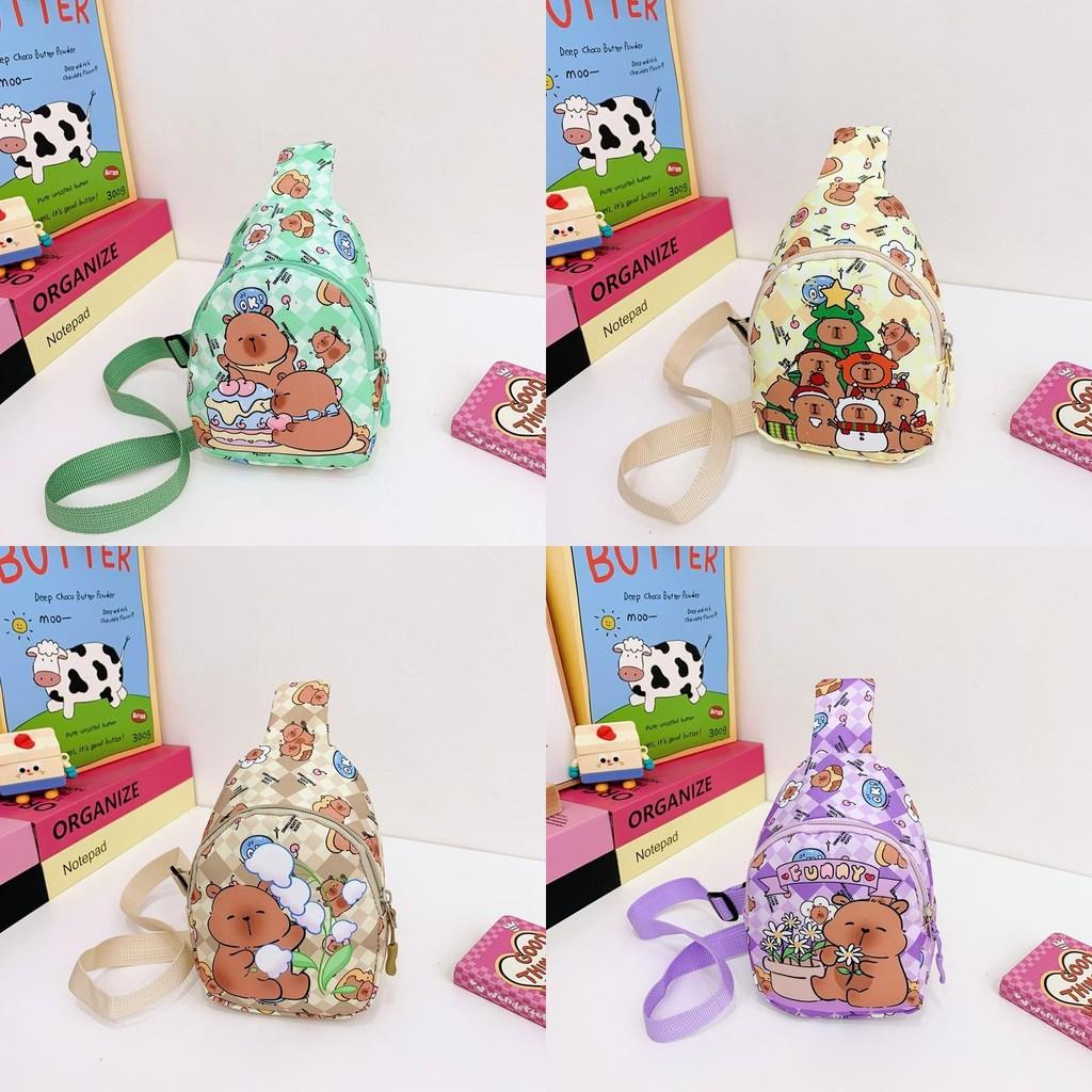 Capybara Animal Print Nylon Backpack For Children With Lightweight Breathable Fabric