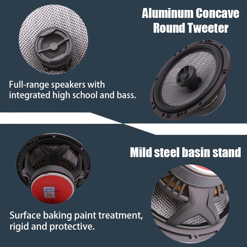 1 Pair 6.5 Inch Rear Door Coaxial Car Speaker 4 Ohm Coaxial Speaker Treble/Alto/Bass Music Stereo Full Range Surround Car Audio