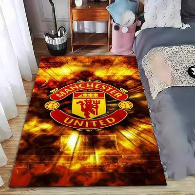 """Manchester United Logo Teppich mit feurigem Hintergrund für Fans Dekoration" Geeignet für den Einsatz als Antirutsch für Wohnzimmer Schlafzimmer Sofas"""
