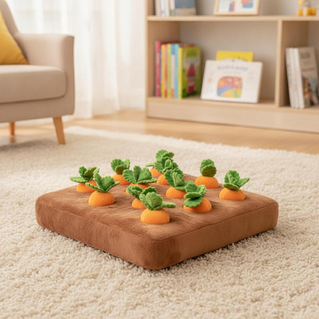 Carrot Pulling Toy Montessori Cuddly Board with Carrots GentlePull for Young Children,