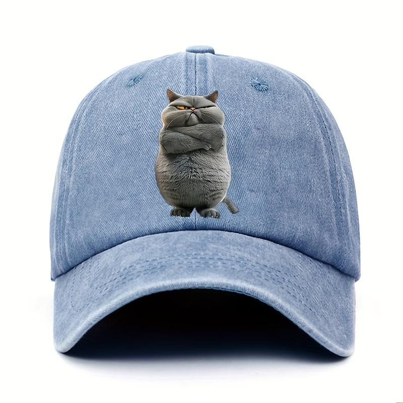 Cute cat printed baseball cap suitable for both men and women for outdoor wear, sun protection preferred