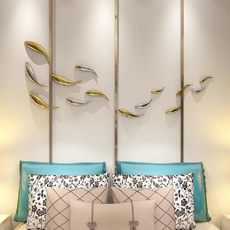 Creative Three-dimensional Fish Wall Decorative Wall Without Perforated Decorations Living Room TV Background Wall Sofa Pendant