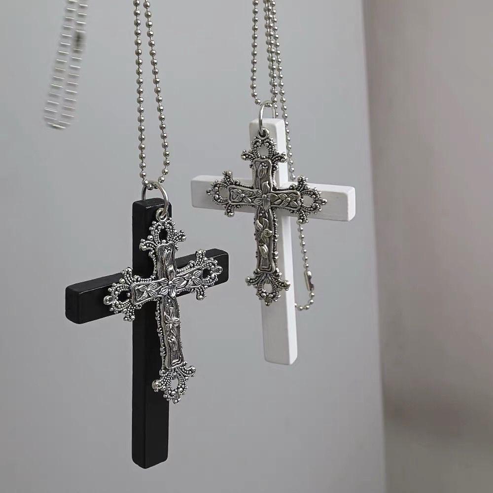 Original Large Cross Necklace, Gothic Dark Lolita Maid Cosplay Halloween Accessory