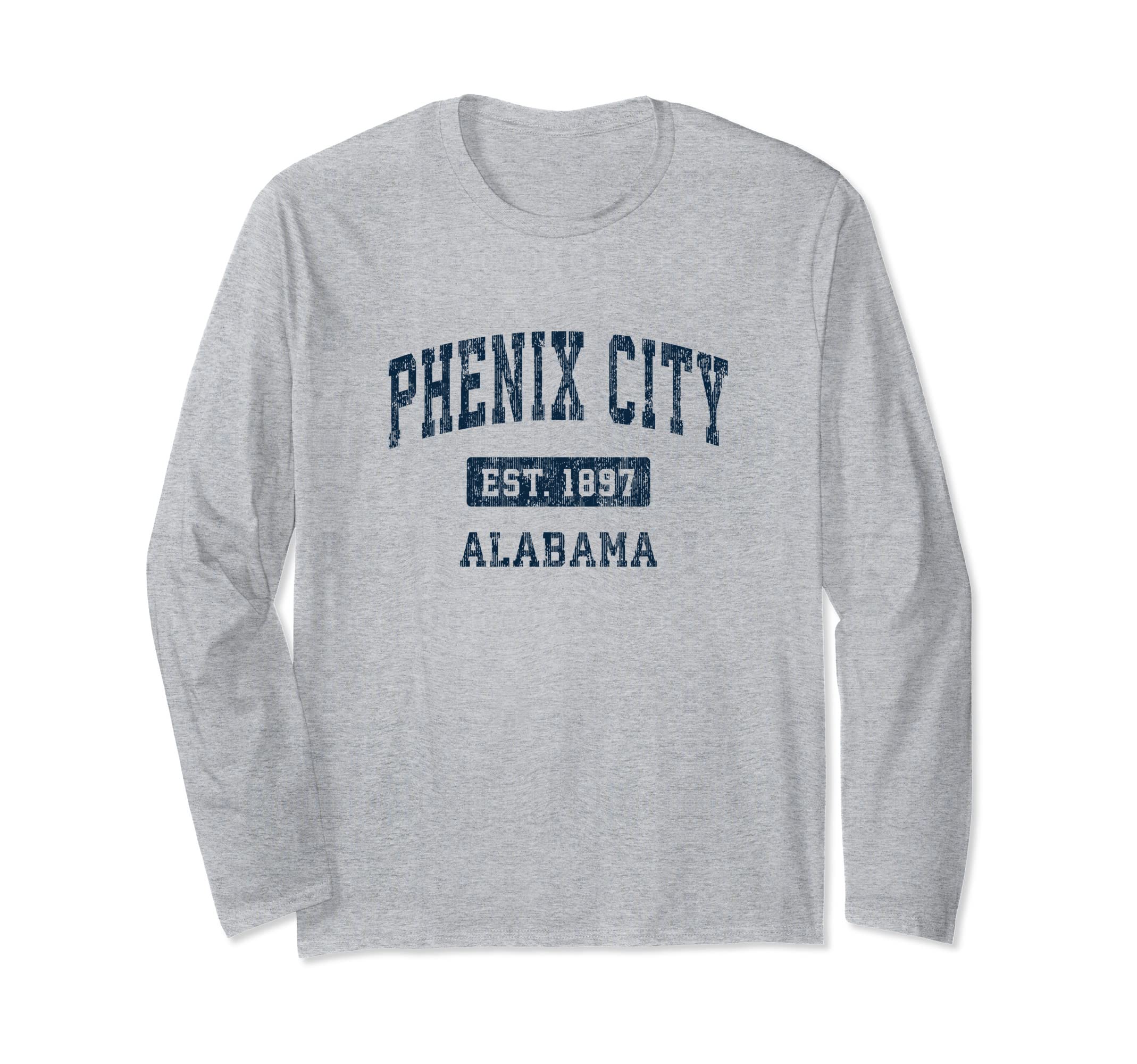 

Phenix City Alabama AL Vintage Sport Design Navy Long Sleeve T-Shirt сірий колір