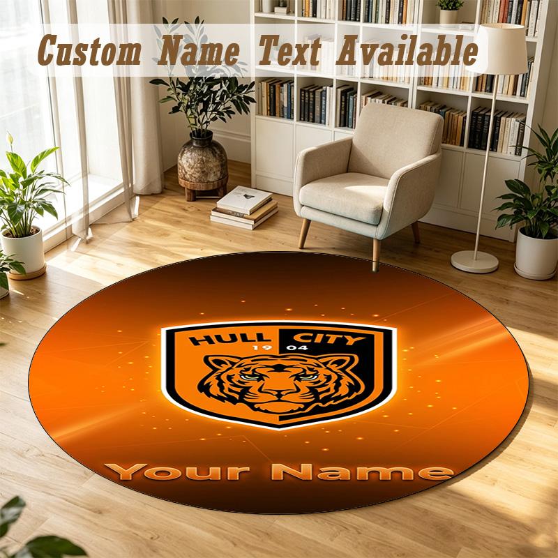 Round Rug Custom NameHull City Pattern Non Slip Carpet Home Floor Decor
