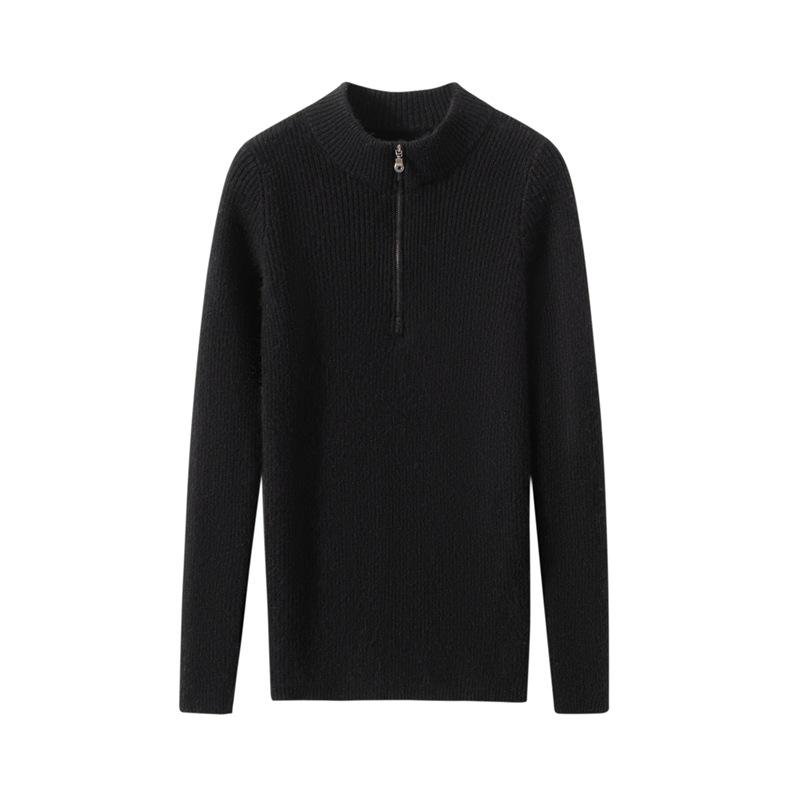 Women's Cashmere Half-High Collar Zipper Pullover Sweater - Autumn & Winter Collection