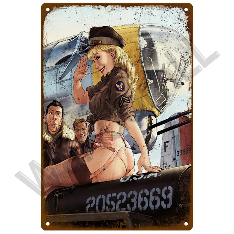 Vintage Metal Signs Aircraft Plate Retro Tin Sign Fighter Jet AirPlane Metal Plaque Painting Living Room Home Wall Decoration