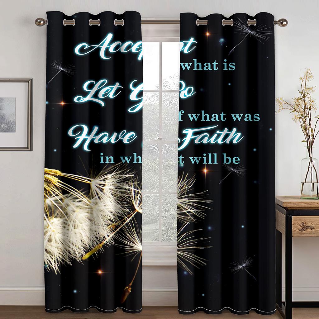 Inglês Carta Girassol Poesia Cortinas de janela pretas em quarto de crianças Sala de estar Tratamentos de corredor Decoração de cozinha Cortinas Persianas