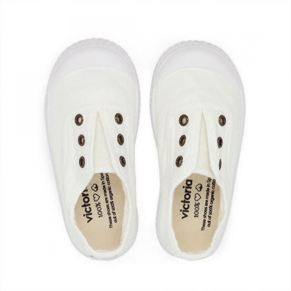 Victoria Shoes Kids Inglesa Washed Cotton Sneakers White 106627 Blanco