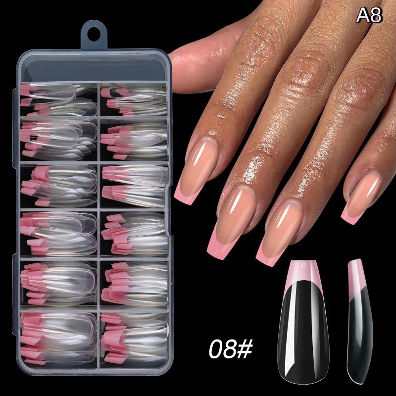 120Pcs French Press On Nails Full Cover Almond False Nail Tips Removable Armor Mixed Size Diy Accessories Nail Salon