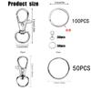 50/100/150PCS Keychain Hooks with Key Rings,.Metal Swivel Lobster Claw Clasps, for Keychain Clip Lanyard, Jewelry Making, Crafts
