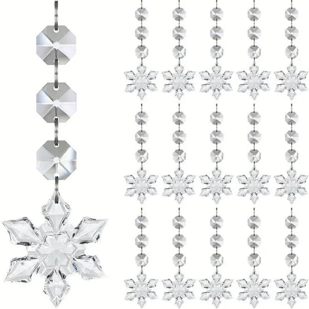 

5pcs Simulate Ice Cone Acrylic Snowflake Pendant Transparent Xmas Tree Decoration Christmas 5