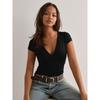 Spring and Summer Solid Color Slim-fit Short-sleeved T-shirt Tops for Women