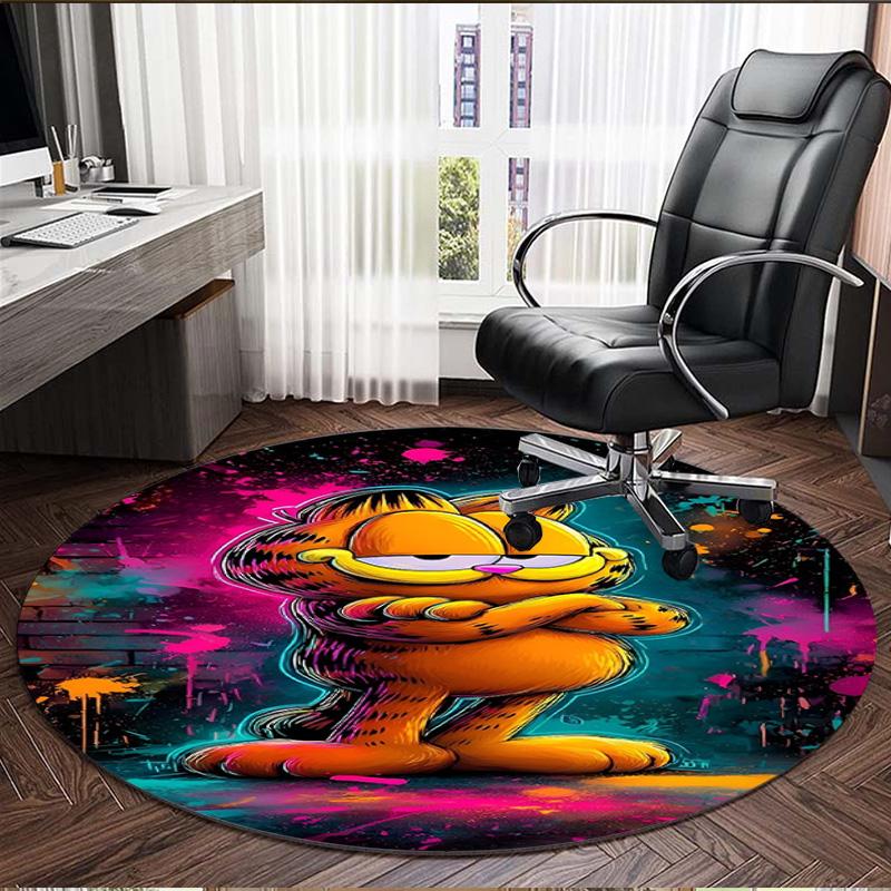 Garfield Print Round Rug, Washable Floor Carpet, For Entryway Dorm Laundry Room Office Study, Home Decor Birthday Christmas Gift