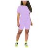 Women's 2 Piece Casual Sports Solid Color Suit Short Sleeve Top And Pants Set