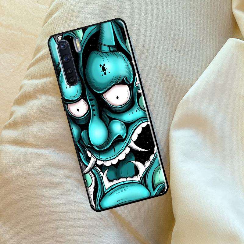 Japanese Oni Hannya Demon Mask Case For Oppo A60 A80 A40 A15 A16 A17 A57 A94 A74 A54 A76 A96 A18 A38 A58 A78 A98 A6 A5 Pro