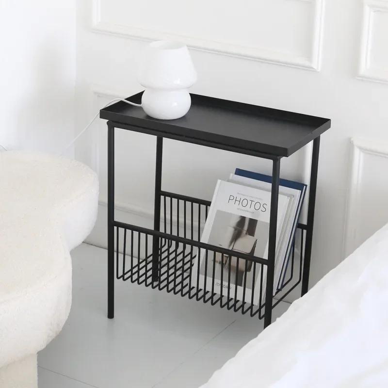 Wrought Iron Corner Table - Sofa Side & Bedside Storage Rack, Nordic Style Small Coffee Table for Home & Office