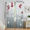 2 szt. Świąteczne Płatki Śniegu i Czerwone Jagody Nadruk Poliester Zasłony Okienne Z Tunelikiem Ułatwiający Zawieszenie Idealne Na