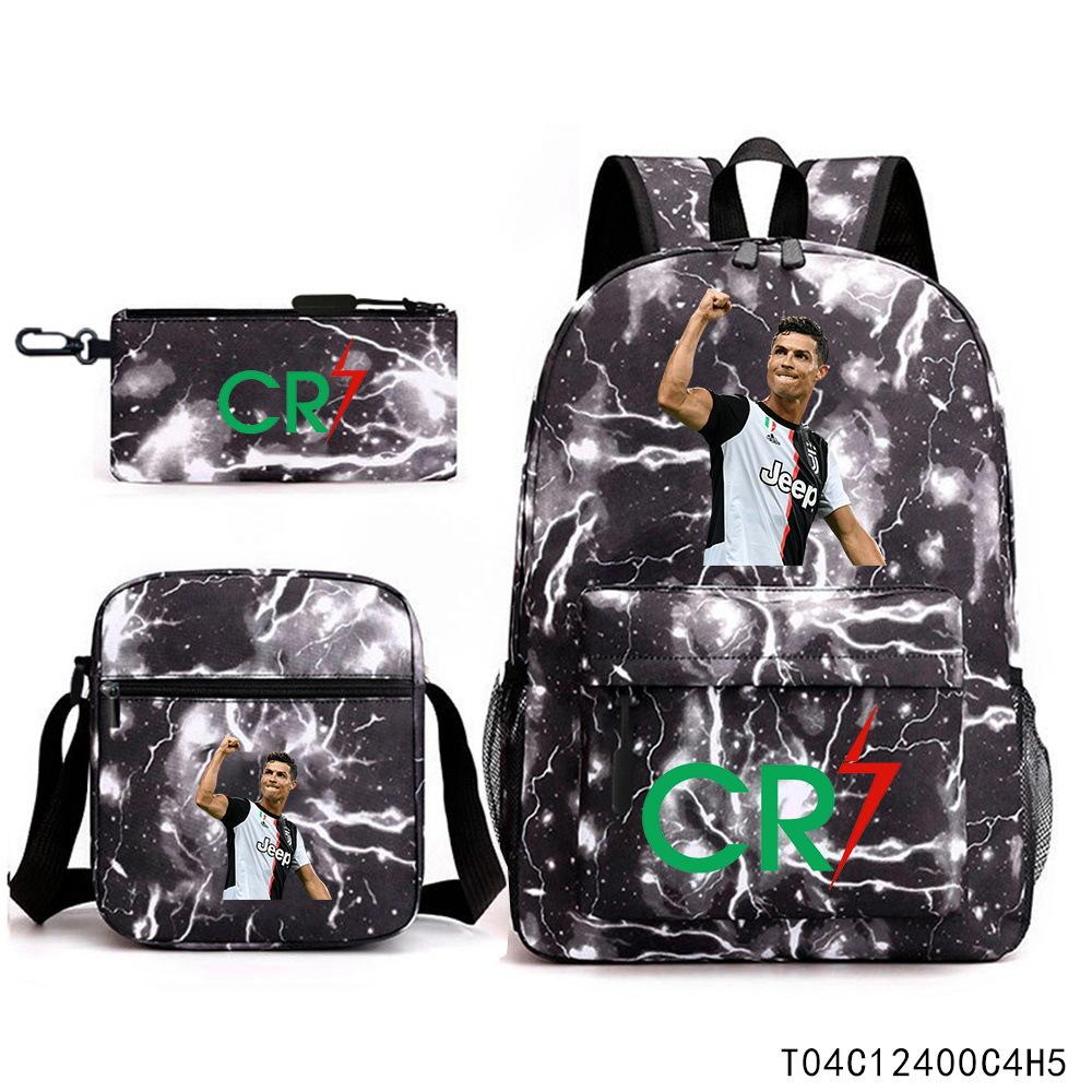 Luo Qixing Three-Piece Schoolbag, Male And Female Students Leisure Bag, Printed Large-Capacity Outdoor Backpack