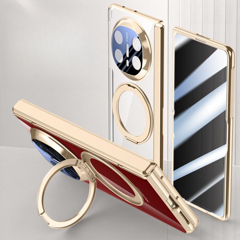 Suitable for Huawei Matex6 Mobile Phone Case Film Integrated Rotating Bracket Magnetically Absorbed Electroplating Transparent Anti-fall Sleeve