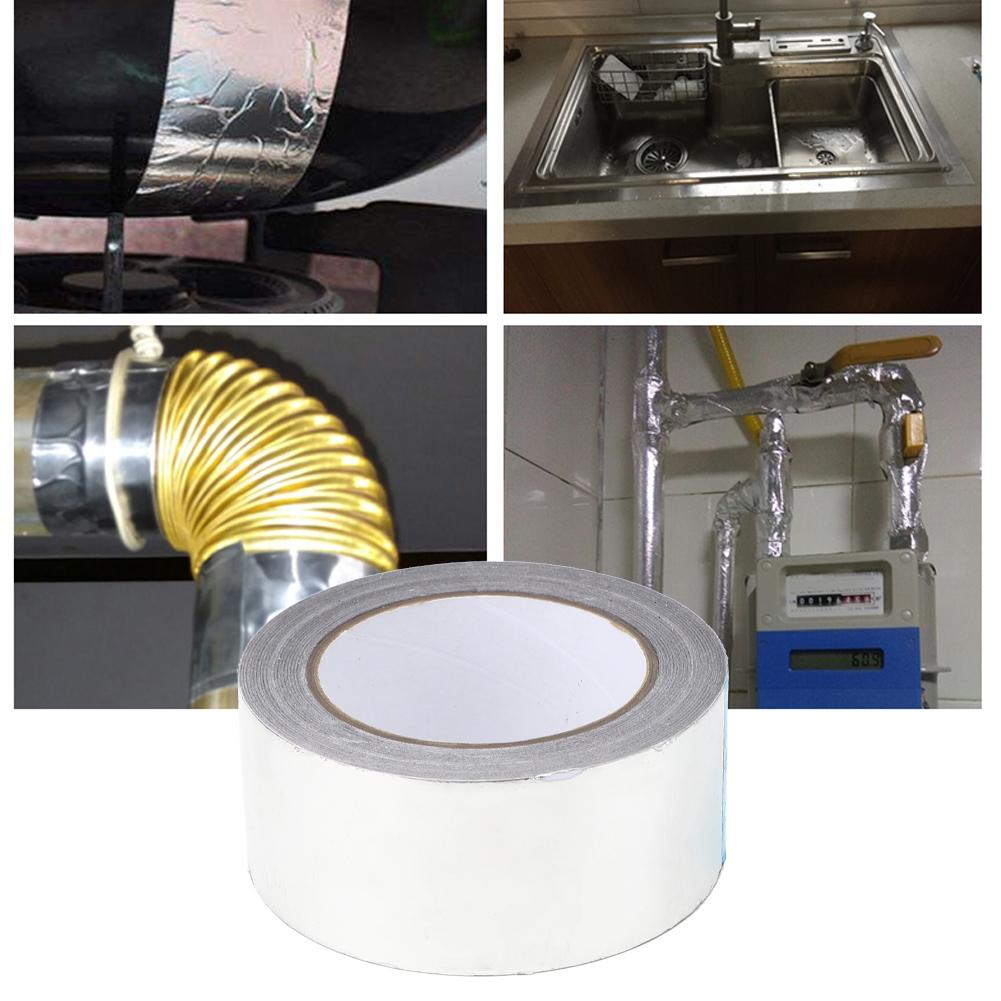 50 mm x 30 m vanntett flammehemmende sølv aluminiumsfolie selvklebende tape for rørledning