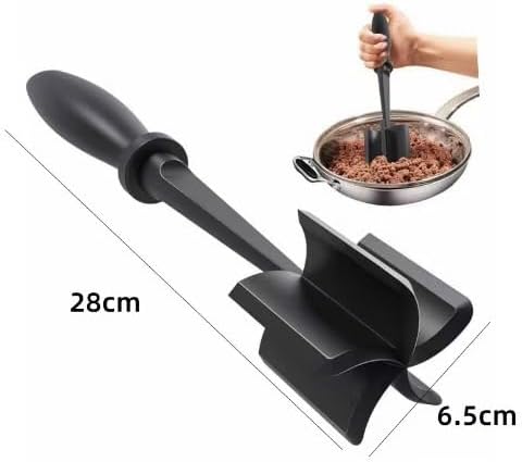 Meat Chopper, Hamburger Grinder, Premium Heat Resistant Smasher for Ground Beef, Burger Grinder Nylon Potato Mix Tool-Black