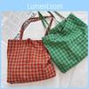 L310 Sac fourre-tout en toile à carreaux vintage Sac à bandoulière élégant et léger avec grande capacité pour étudiants