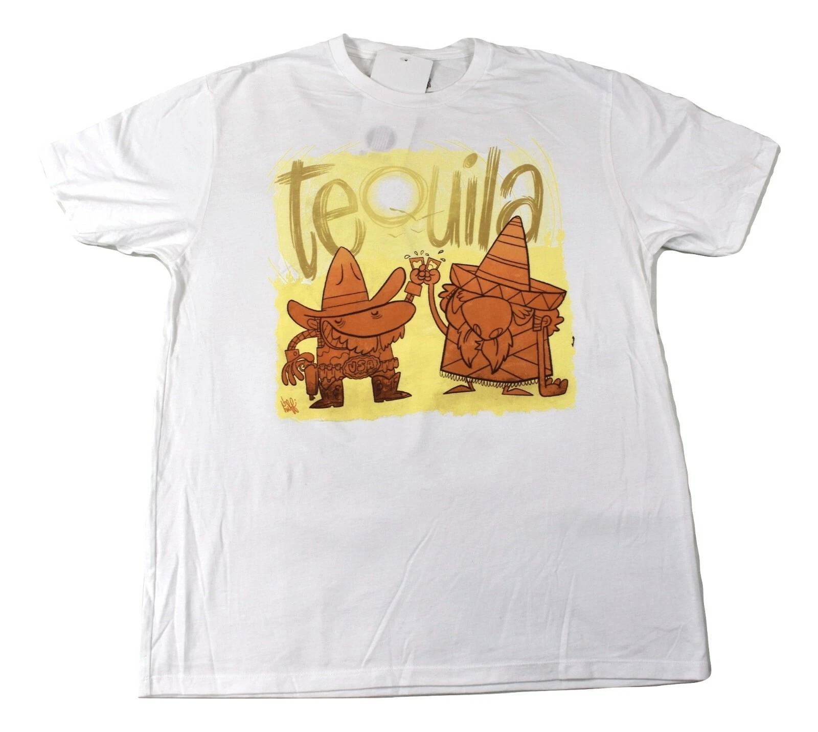 

Get Down Art Mens Jankytown Tequila Cartoon Print White Tee Shirt New Large 4XL