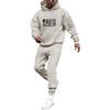 Men's Solid Color Flag Print Hooded Universal Versatile Hooded Sweatshirt Sweatpants Casual Sports Suit