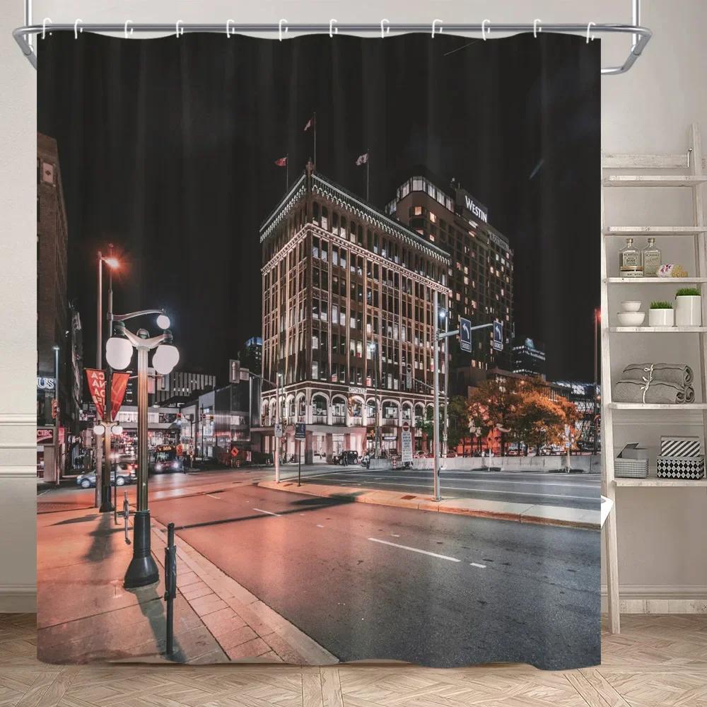 Urban Architecture Shower Curtain New York City Center Architectural Landscape Bathtub Partition Polyester Fabric Bathroom Decor