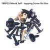180PCS Car Leaf Board Fender Bumper Self - Tapping Screw Fast Wire Screw Metal Carbon Steel Fastener Clip With Box For All Auto