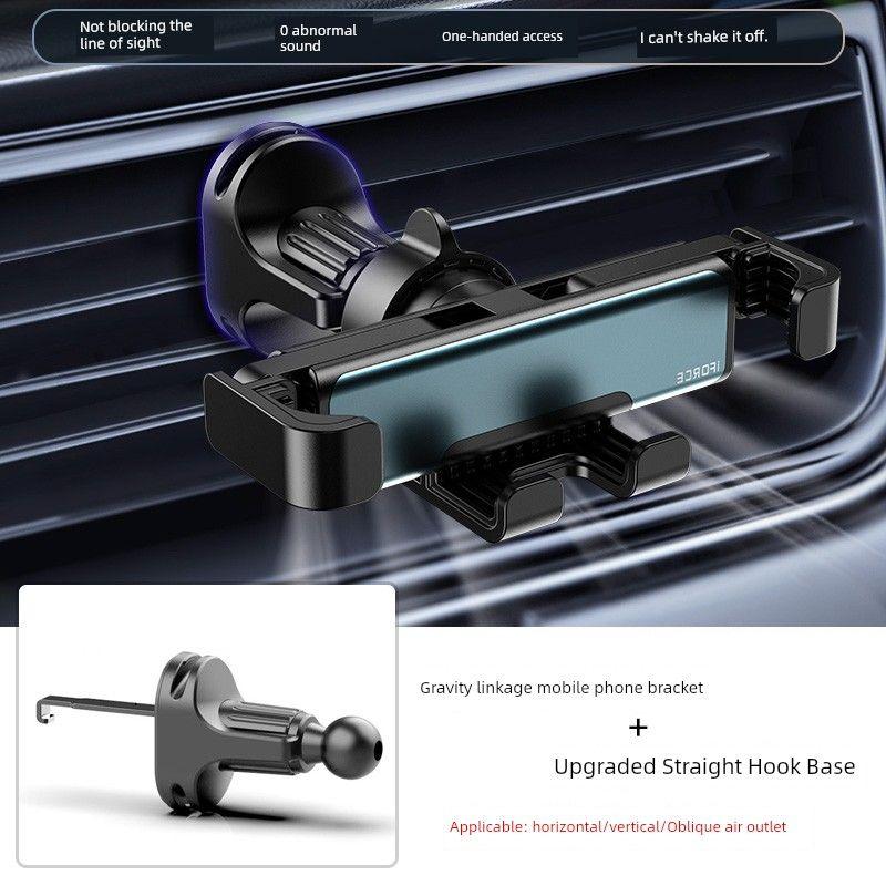 Mobile Phone Car Mount, Car Navigation Bracket, Air Vent-Specific Stable Anti-Slip Clip-On Gravity Holder [Straight] Hook-Linked Mobile Phone Holder Set
