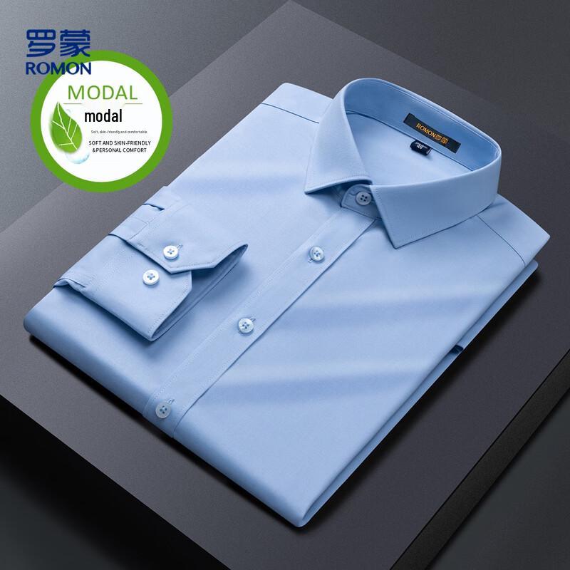 Romon Men s Business Casual Long-Sleeve Solid Shirt 43